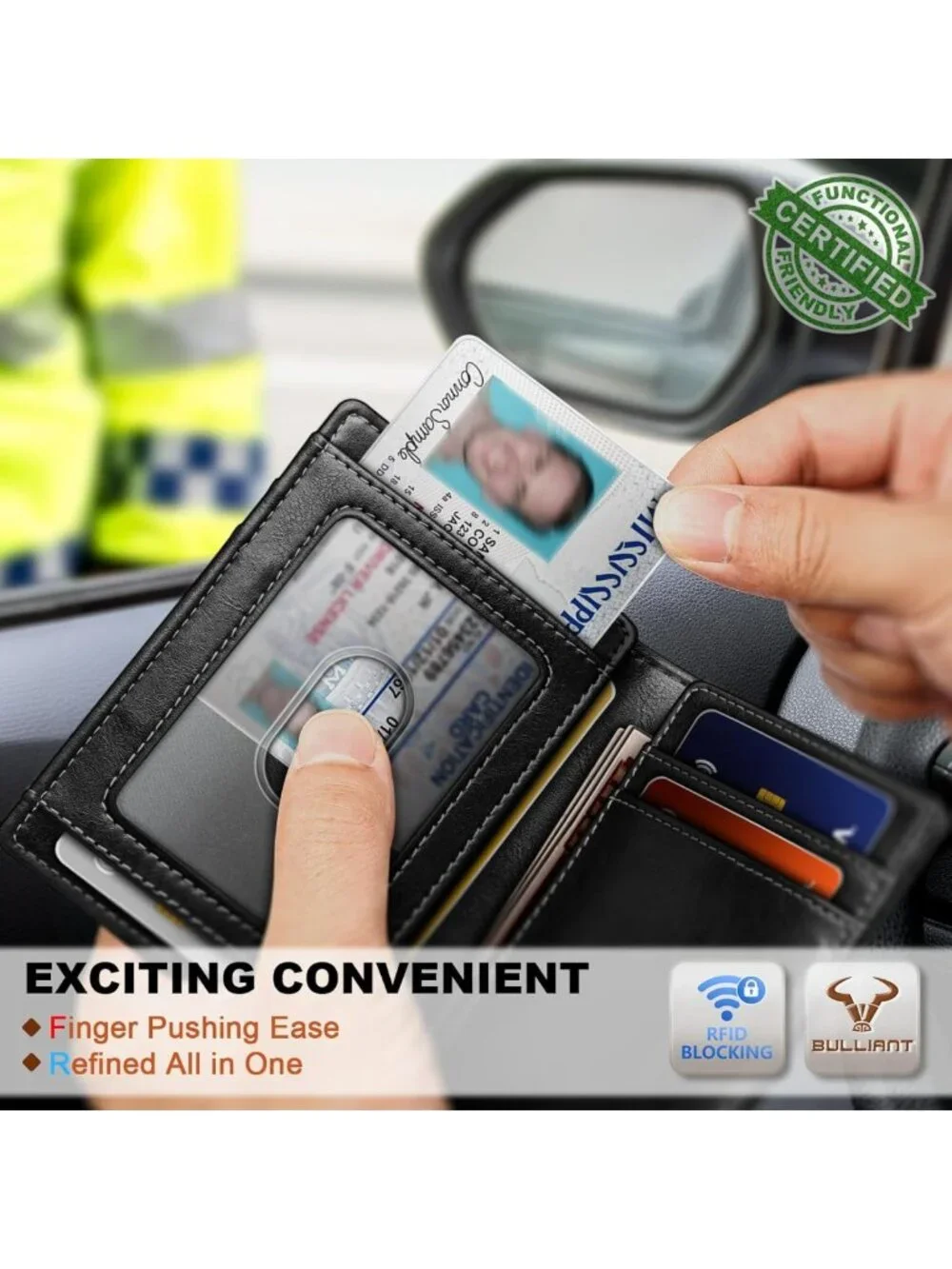 Slim Leather Wallet for Men | RFID Blocking, Magnetic Closure, 12 Card Slots